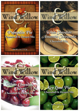 Wind & Willow Sweet Cheeseball and Dessert Mix Bundle (4 Pack): White Chocolate Amaretto Cheesecake, Key Lime Pie, White Chocolate Cherry, and Pumpkin