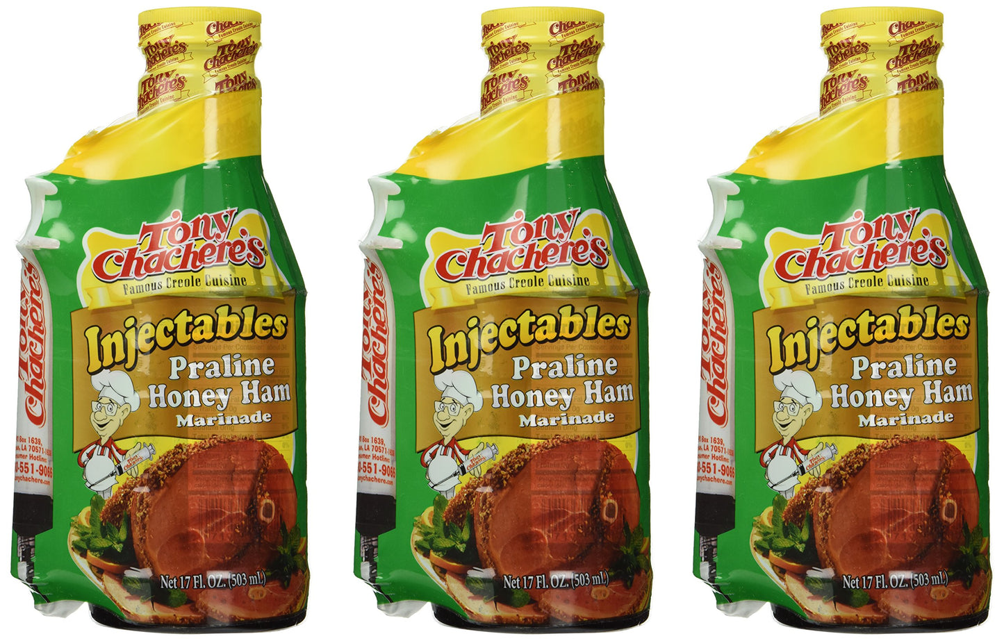 Tony Chachere's Marinade Praline Honey Ham w/ Injector, 17-Ounce (Pack of 3)
