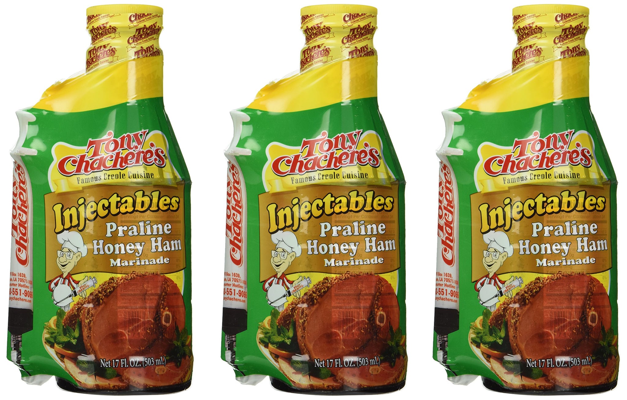 Tony Chachere's Marinade Praline Honey Ham w/ Injector, 17-Ounce (Pack of 3)