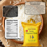 Asian Kitchen White Sona Masoori Aged Rice 10-Pound Bag, 10lbs (4.54kg) Short Grain Rice ~ All Natural | Gluten Friendly | Vegan | Indian Origin |