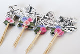 24 Vintage Alice in Wonderland Cupcake Toppers and Wrappers Set - Whimsical Party Picks and wraps for Tea Parties, Birthdays, and Baby Showers by Red