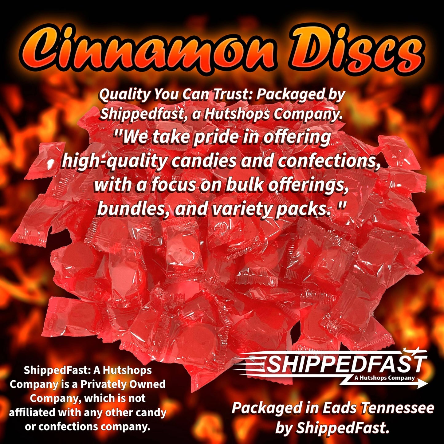 Cinnamon Discs Hard Candies - (1 Pound Bag) of Individually Wrapped Red Cinnamon Candy Disks.(16oz.)