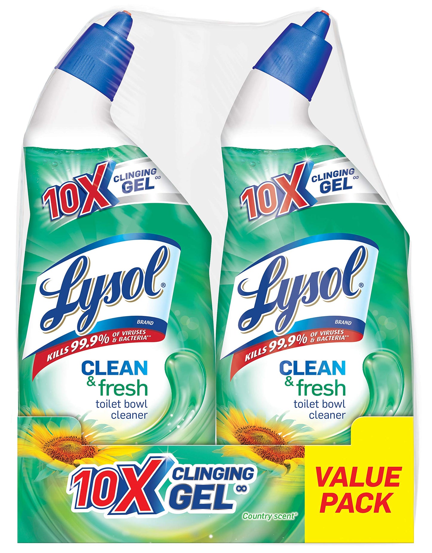 Lysol Power & Fresh Cling Toilet Bowl Cleaner Value Pack, Country Scent, 48 oz