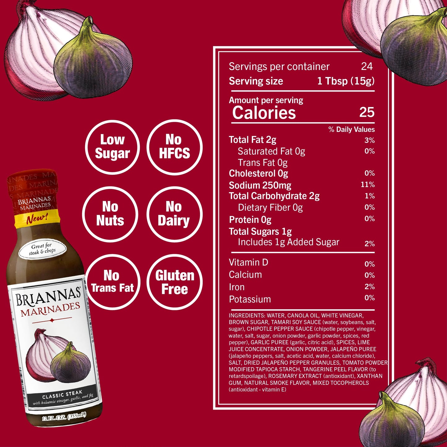 BRIANNAS - Classic Steak Marinade - Small Batch, Gluten Free, Vegan Marinade made with Premium Ingredients - 12 oz. Bottle