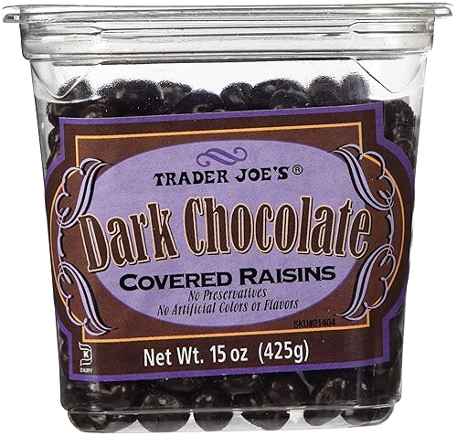 Trader Joes Dark Chocolate Covered Raisins, 3 Pack