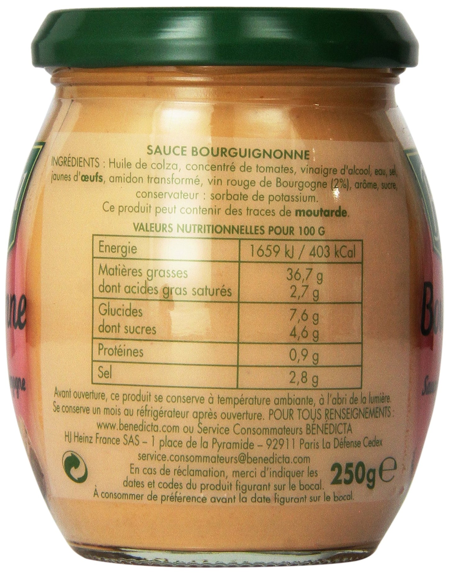 Benedicta Gourmet Burgundy Sauce - Sauce Bourguignonne - 8.8 oz.