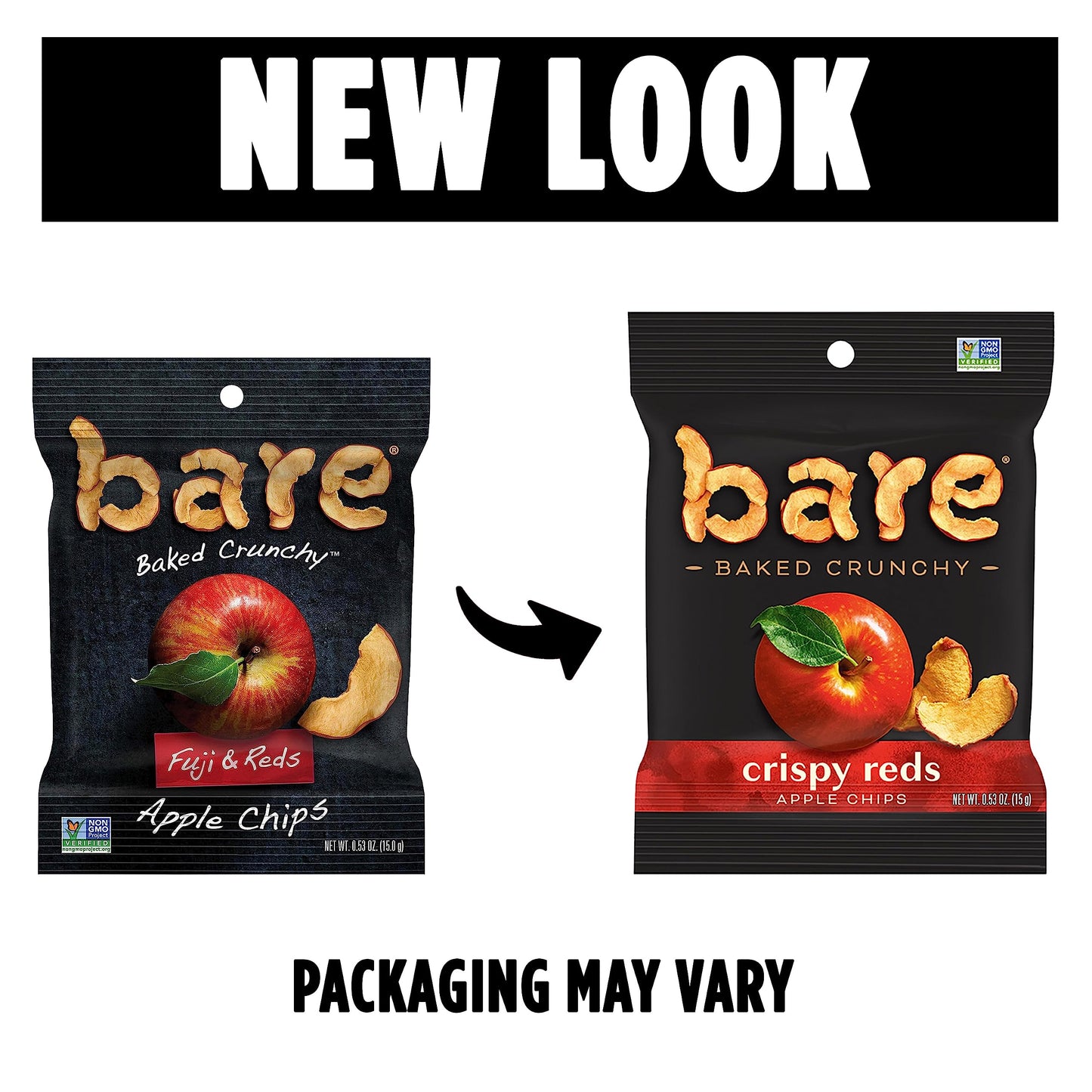 Bare Baked Crunchy, Apples Fuji & Reds, 0.53 Ounce (Pack of 16)