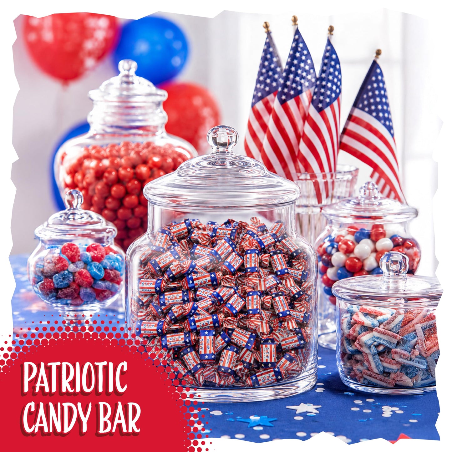 Patriotic Candy | 2-Pound Bag | 4th of July Candy | Chocolate Caramels | Red White and Blue Candies Individually Wrapped | Bulk Parade Taffies