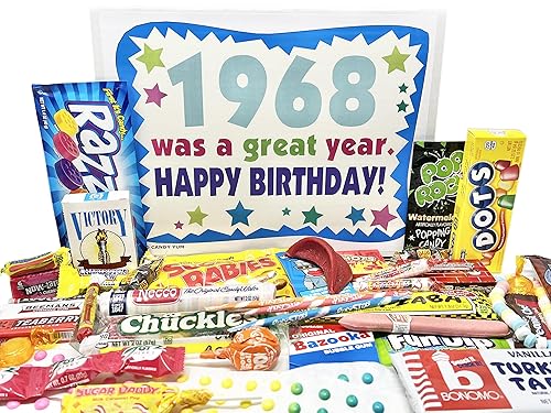 RETRO CANDY YUM ~ 1968 58th Birthday Gift Box Nostalgic Retro Candy Assortment from Childhood for 58 Year Old Man or Woman Born 1968