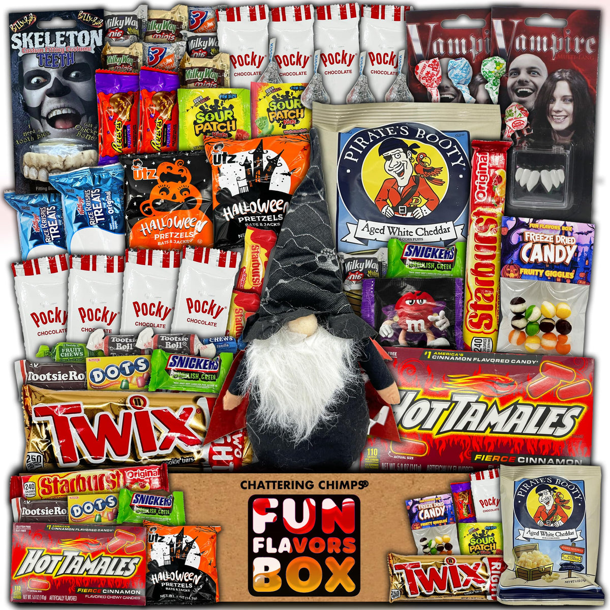 Halloween Variety Pack Gift Basket Care Package, Candy, Snacks Trick or Treat Themed Gift Box, 50 Count