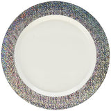 Amscan Premium Plastic White Round Plates with Prismatic Silver Border (10.25") 10 Pcs. - Elegant Disposable Dinnerware for Parties, Weddings &Events