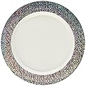 Amscan Premium Plastic White Round Plates with Prismatic Silver Border (10.25") 10 Pcs. - Elegant Disposable Dinnerware for Parties, Weddings &Events