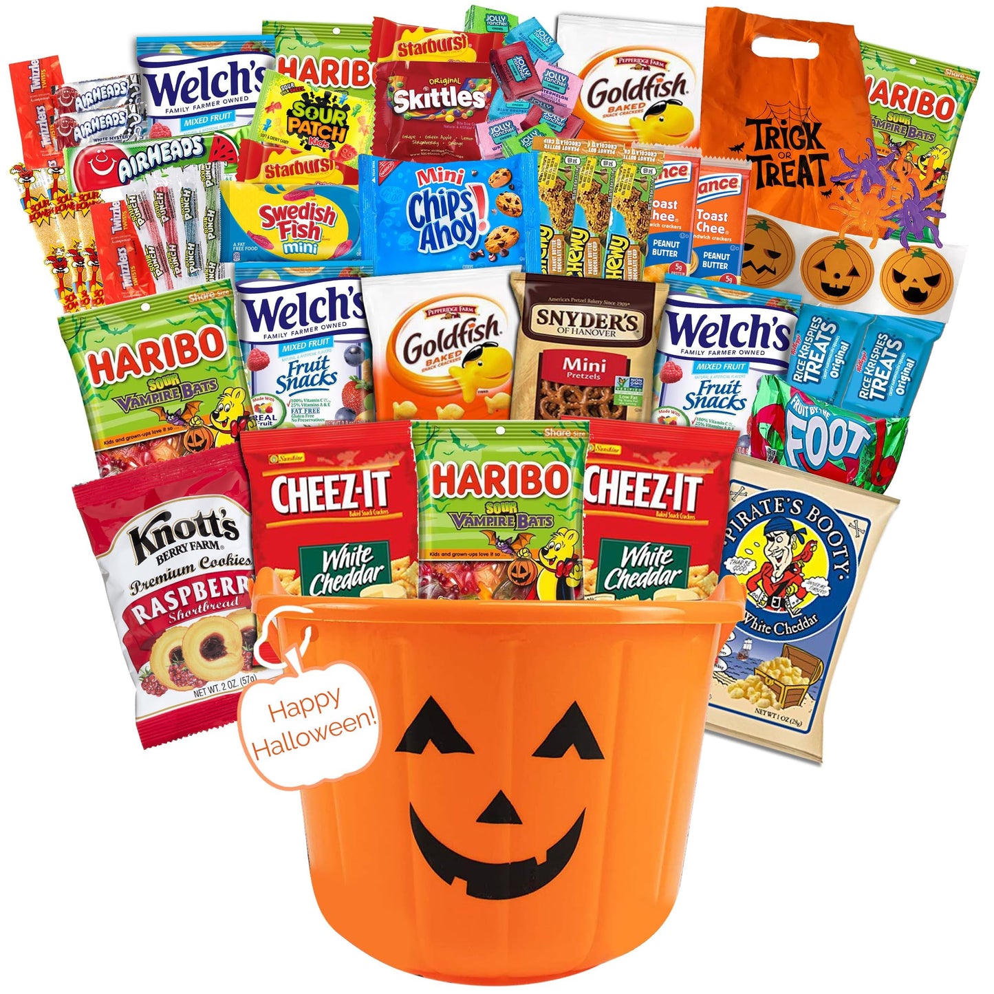 Halloween Snacks Gift Basket with Candy, Cookies, Bars & Snacks (38 Count) - Fun Halloween Care Package for College Students, Teens & Adults, Trick or
