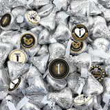 Black and Gold 1st Anniversary Kisses Stickers, 180 Count 0.75" Round Candy Labels, Chocolate Favor Stickers for 1st Wedding Anniversary Party