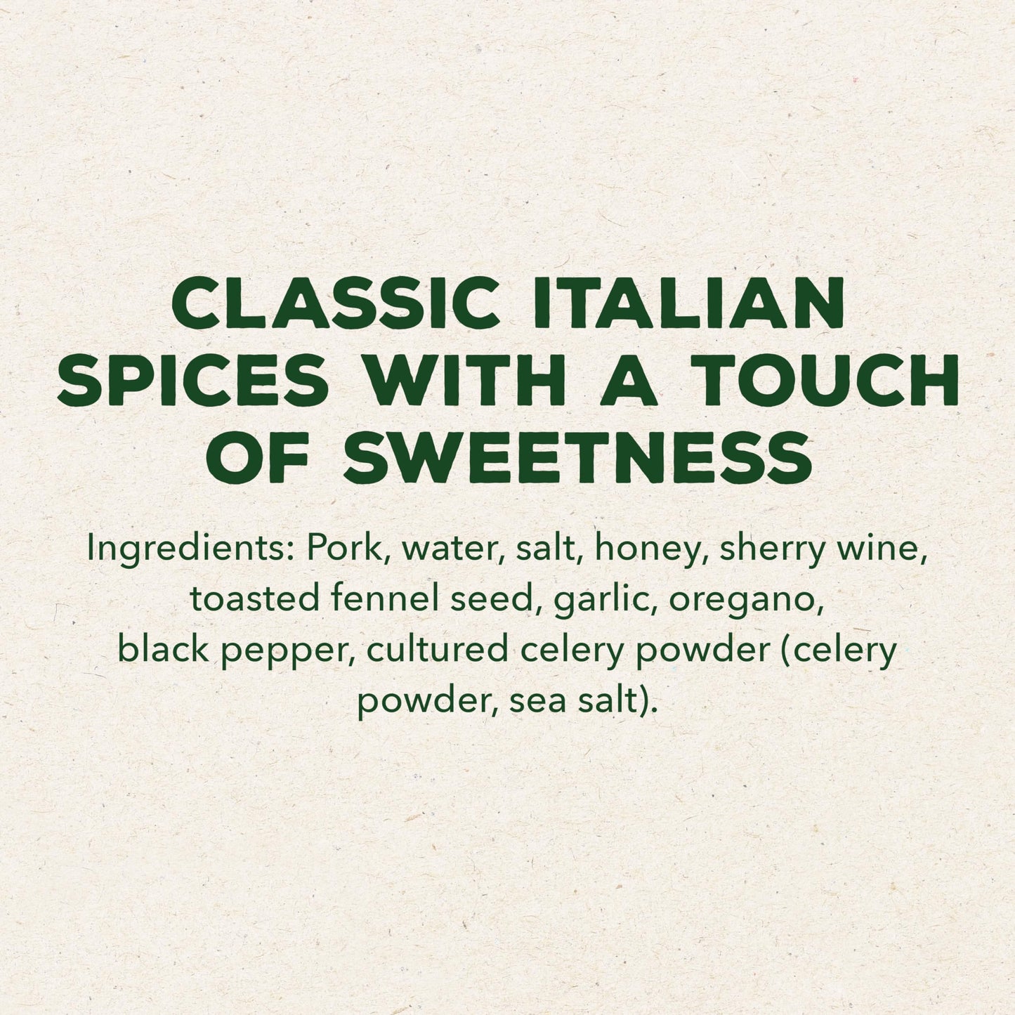 Niman Ranch, Uncured Sausage Sweet Italian, 12 oz