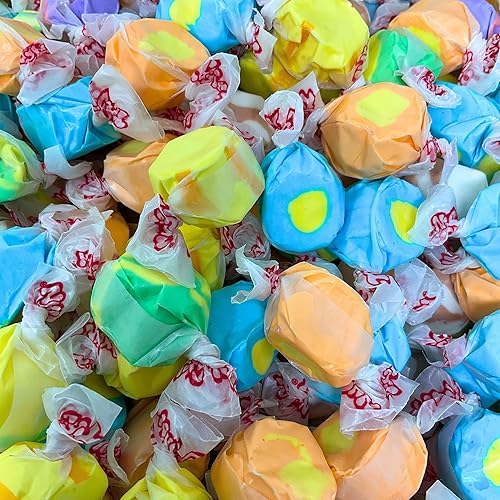 Premium Tropical Saltwater Taffy Chewy Mix Banana, Coconut, Mango, Pineapple, Tropical Punch And Passion Fruit Flavors Bulk 1 Lb Bag 60+ Pieces