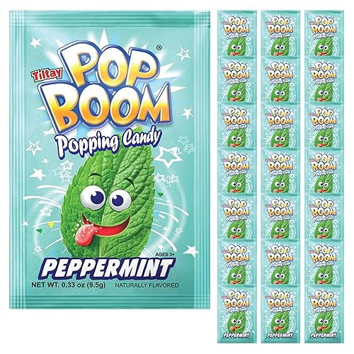 Tiltay Pop Boom - Peppermint Flavor Popping Candy with display box 24 packs