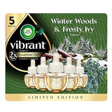Air Wick Vibrant Plug in Scented Oil Refill, Infused with Essential Oils, Plug in Air Fresheners for Home, Winter Woods & Frosted Ivy, 5 ct