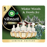 Air Wick Vibrant Plug in Scented Oil Refill, Infused with Essential Oils, Plug in Air Fresheners for Home, Winter Woods & Frosted Ivy, 5 ct