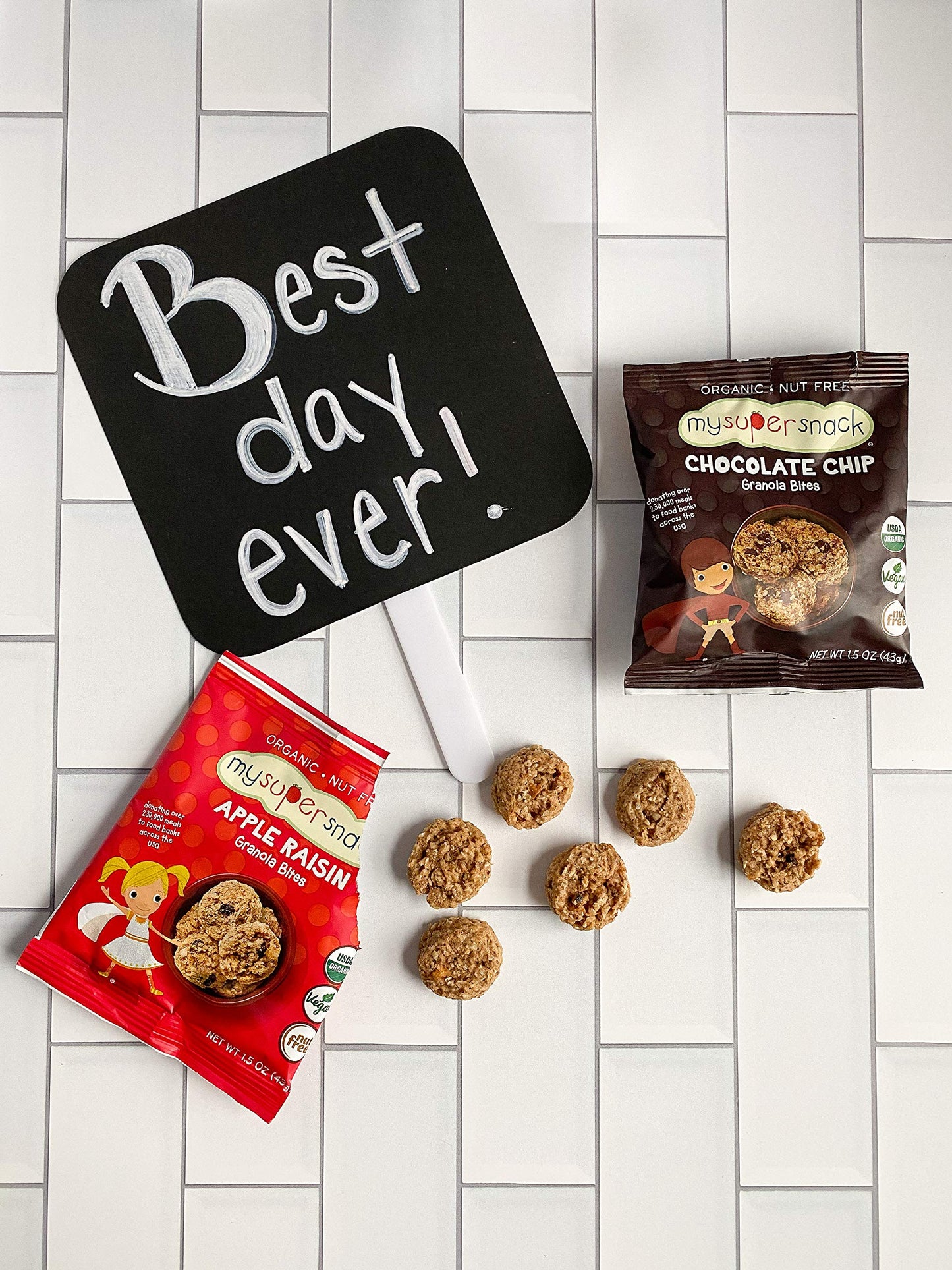 MySuperSnack Organic Granola Bites (Chocolate Chip) 12 Snack Packs, Healthy Snacks for Kids, Nut Free