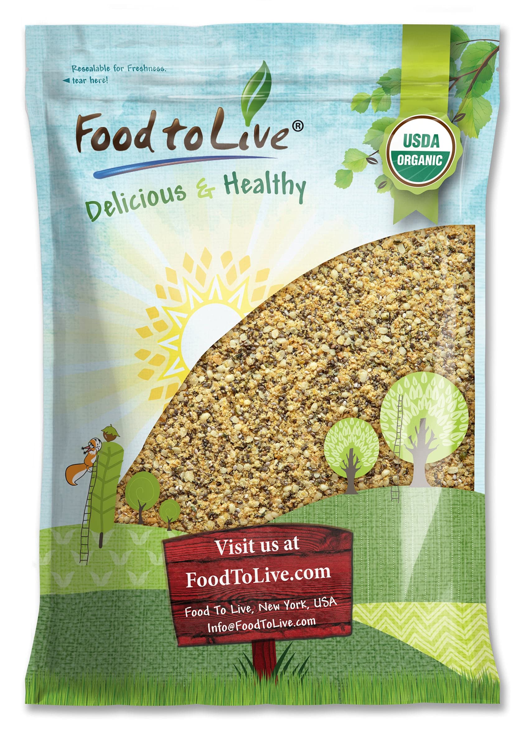 Food to Live Organic FiberFull Flax, Hemp and Chia Seeds Blend, 10 Pounds with Cold-Milled Flax, Non-GMO, Bulk. Rich in Omega 3 and Fiber. Perfect