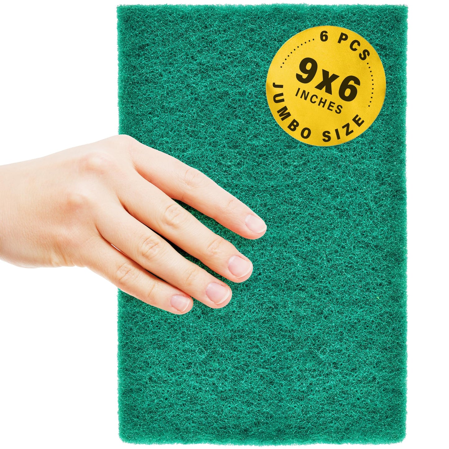 DecorRack 6 X-Large Scouring Pads 9" x 6" Extra Large Dish Pad for Heavy Duty Cleaning, 100% Bigger Than Standard Size (6 Pack)