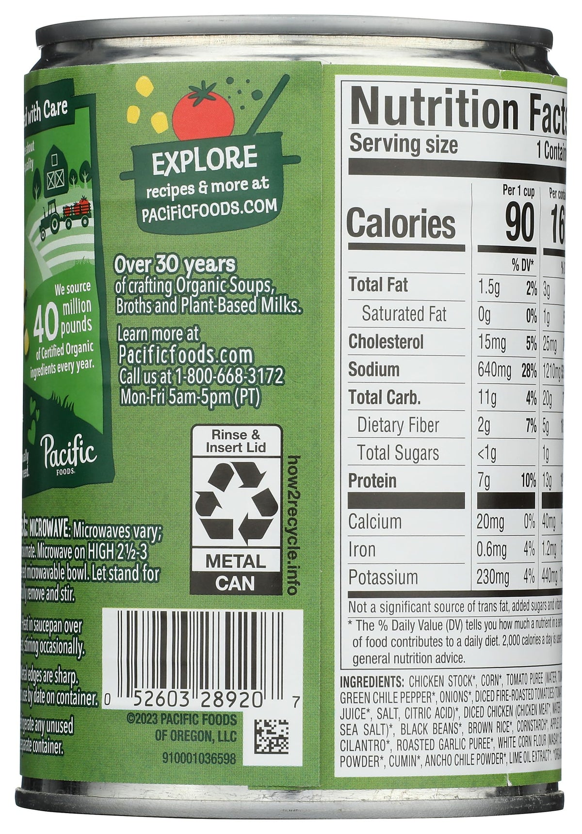 Pacific Foods, Soup Chicken Tortilla Style With Rice Organic, 16.3 Ounce