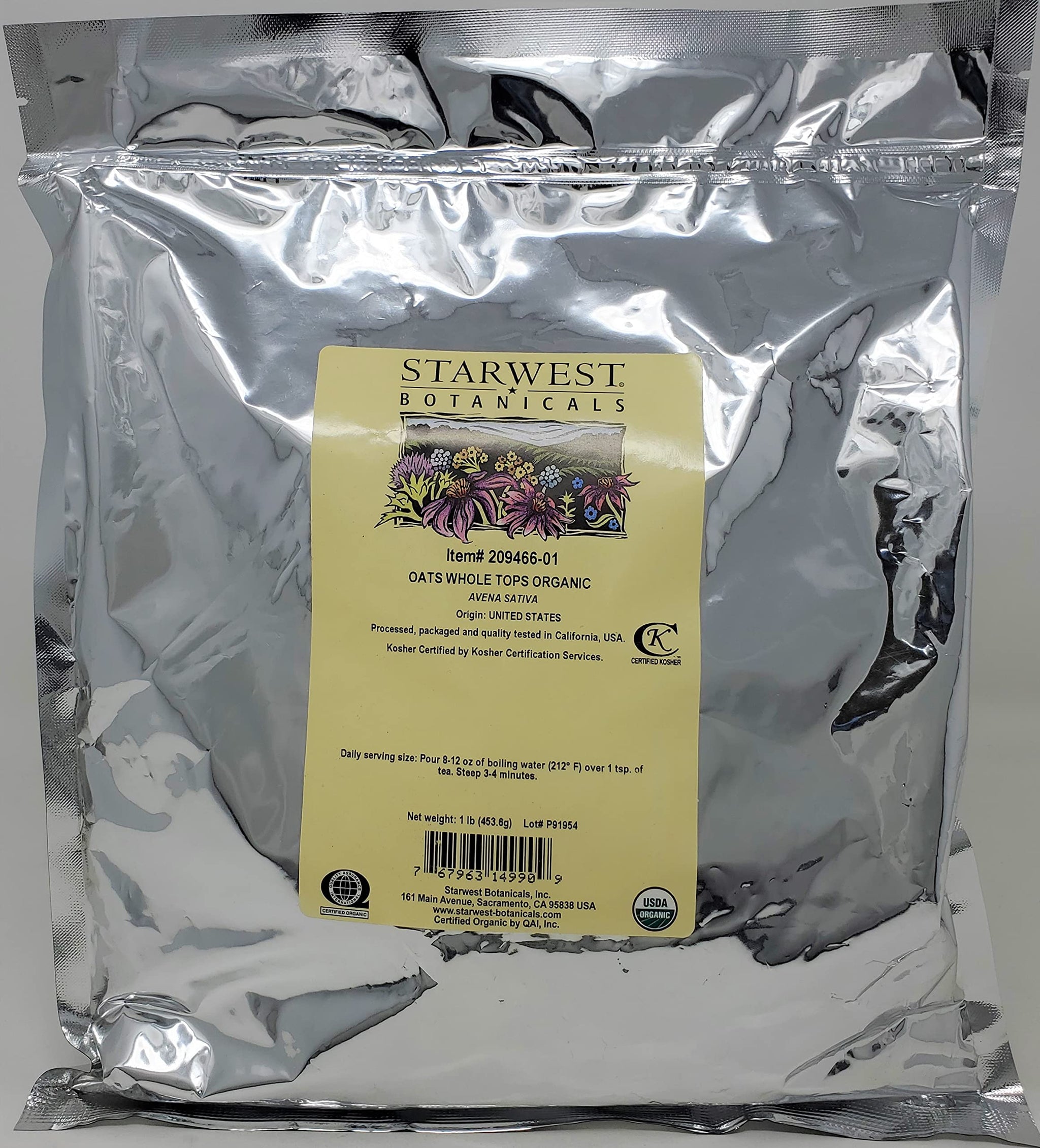 Starwest Botanicals Organic Oats Whole Tops, 1 Pound
