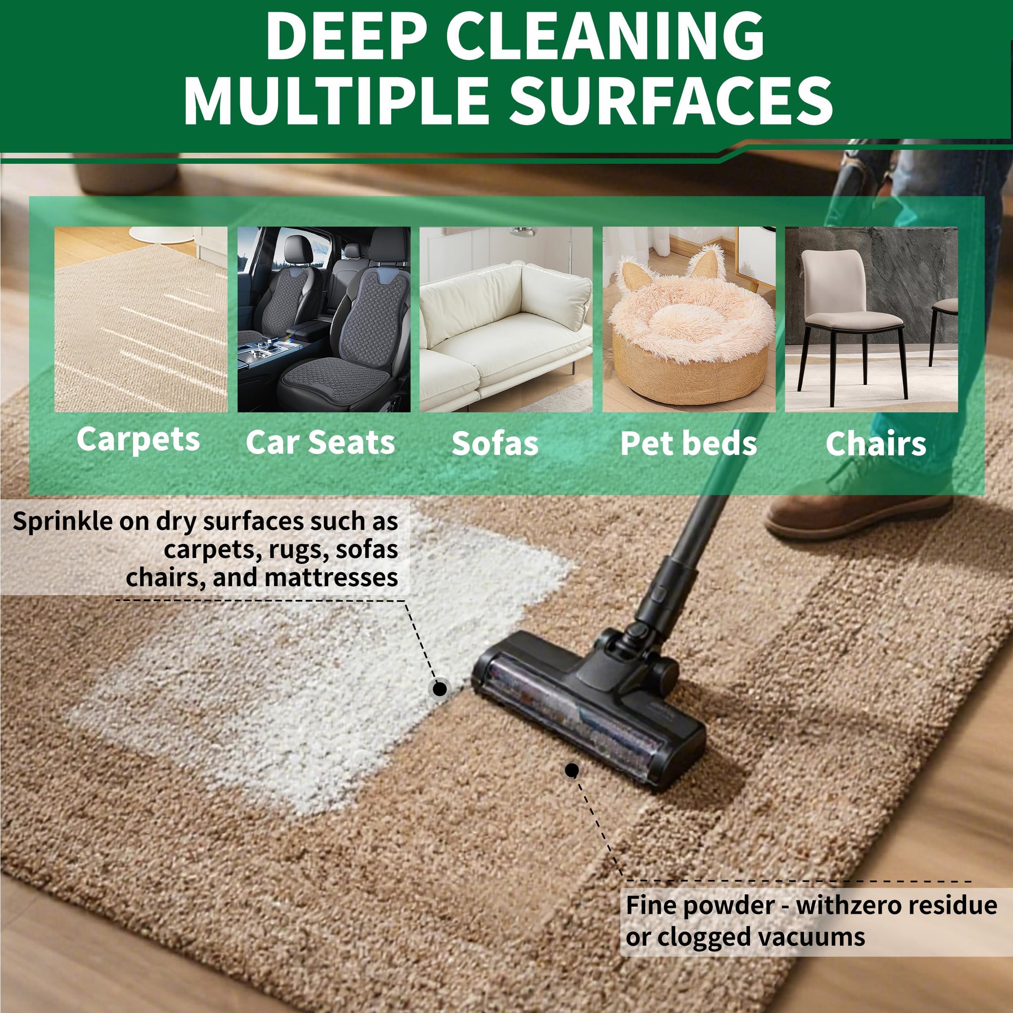 Maebho Carpet Deodorizer Freshener Powder for Pets - Pet Odor Eliminator for Urine, Feces & Vomit | Lemon Scent, Natural Ingredients Safe for Kids