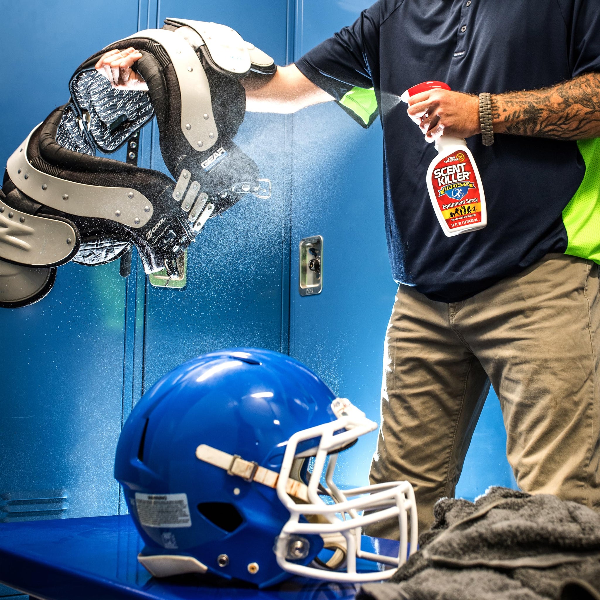 Scent Killer Sports Equipment Deodorizer Spray 2 Pack (32 FL OZ Total) - Unscented Sports Equipment Deodorizer for Shoes, Gym Bags, Helmets and Gear