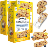 Nonni's THINaddictives Almond Thin Cookies - 3 Boxes Lemon Blueberry Cookie Thins - Almond Cookies - Sweet Crunchy & Chewy - Biscotti Individually
