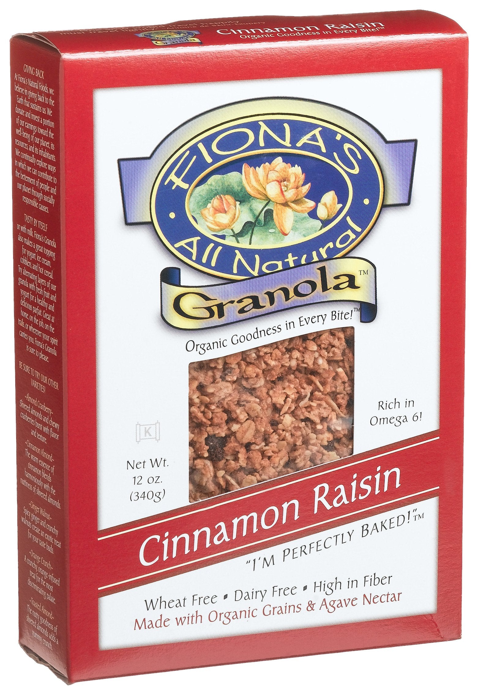 Fiona's All Natural Granola, Organic Cinnamon Raisin, Wheat-Free, 12-Ounce Boxes (Pack of 6)