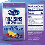 Ocean Spray® Craisins® Sweetened Dried Cranberries, Sour Blueberry Lemon, 6oz Pouch