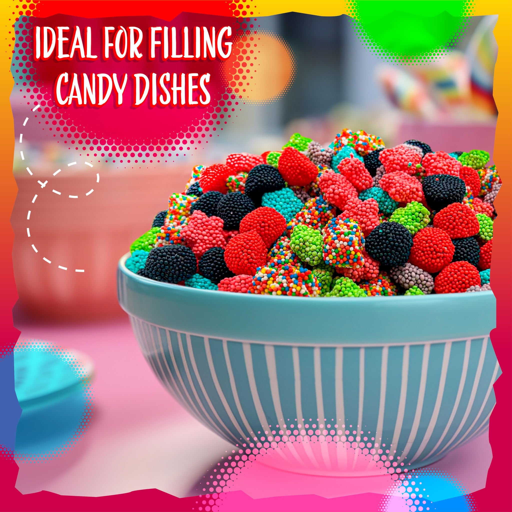 Crunchy Gummy Candy Mix | 2 Pound Bag | Rainbow Nonpareils Bears, Berries, Star Shaped Chewy Clusters | Gummy Mix for Snacking & Candy Buffets | Sweet