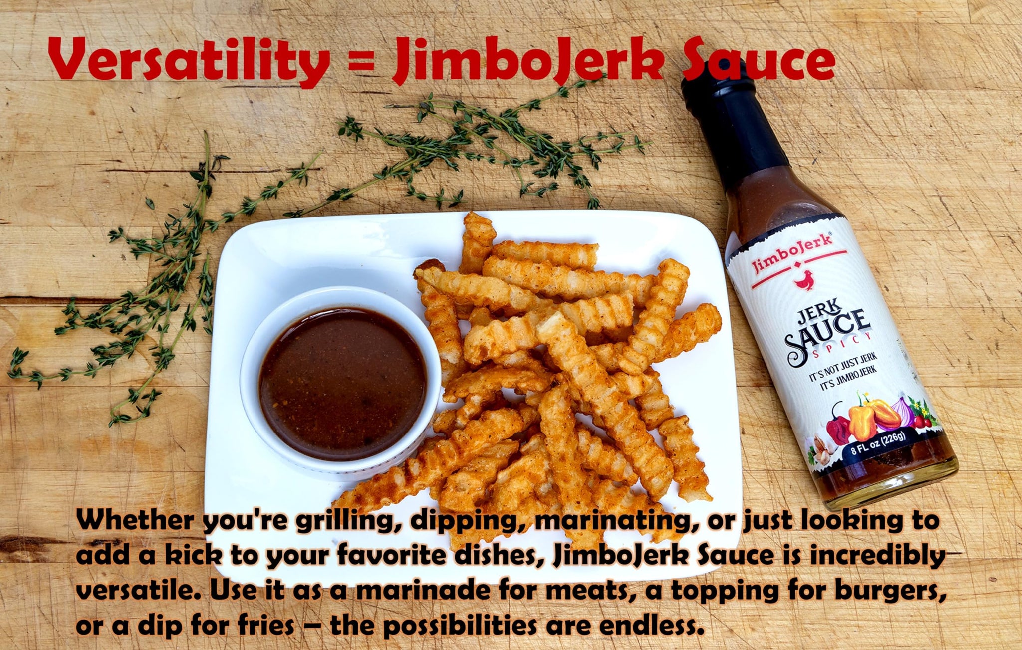 JIMBOJERK Caribbean Jerk Sauce.8oz.Your Beef. Chicken, Seafood, Pork, Vegetables & Favorite Foods Will Thank You For It. Enhance Your