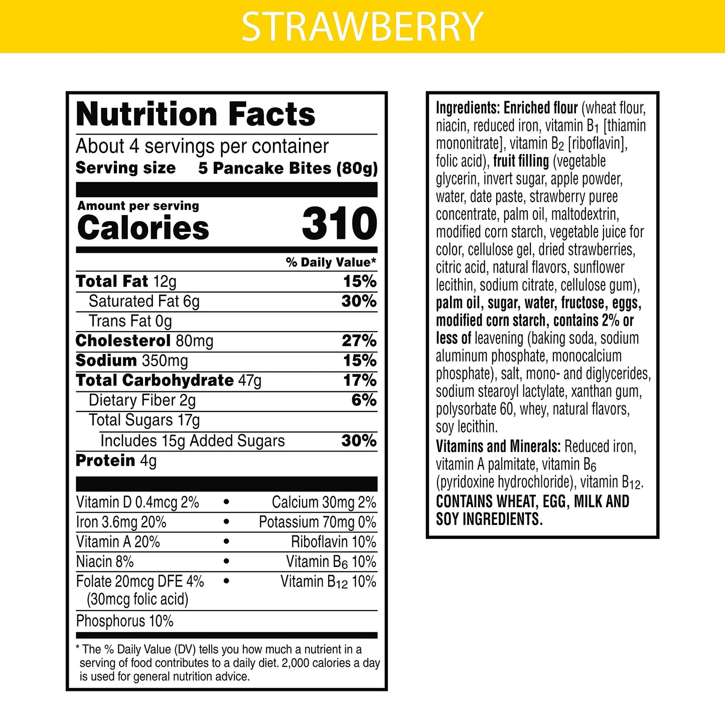 Eggo Stuffed Pancake Bites, Frozen Breakfast, All Day Kids Snacks, Strawberry, 10.15oz Box (18 Pancake Bites)
