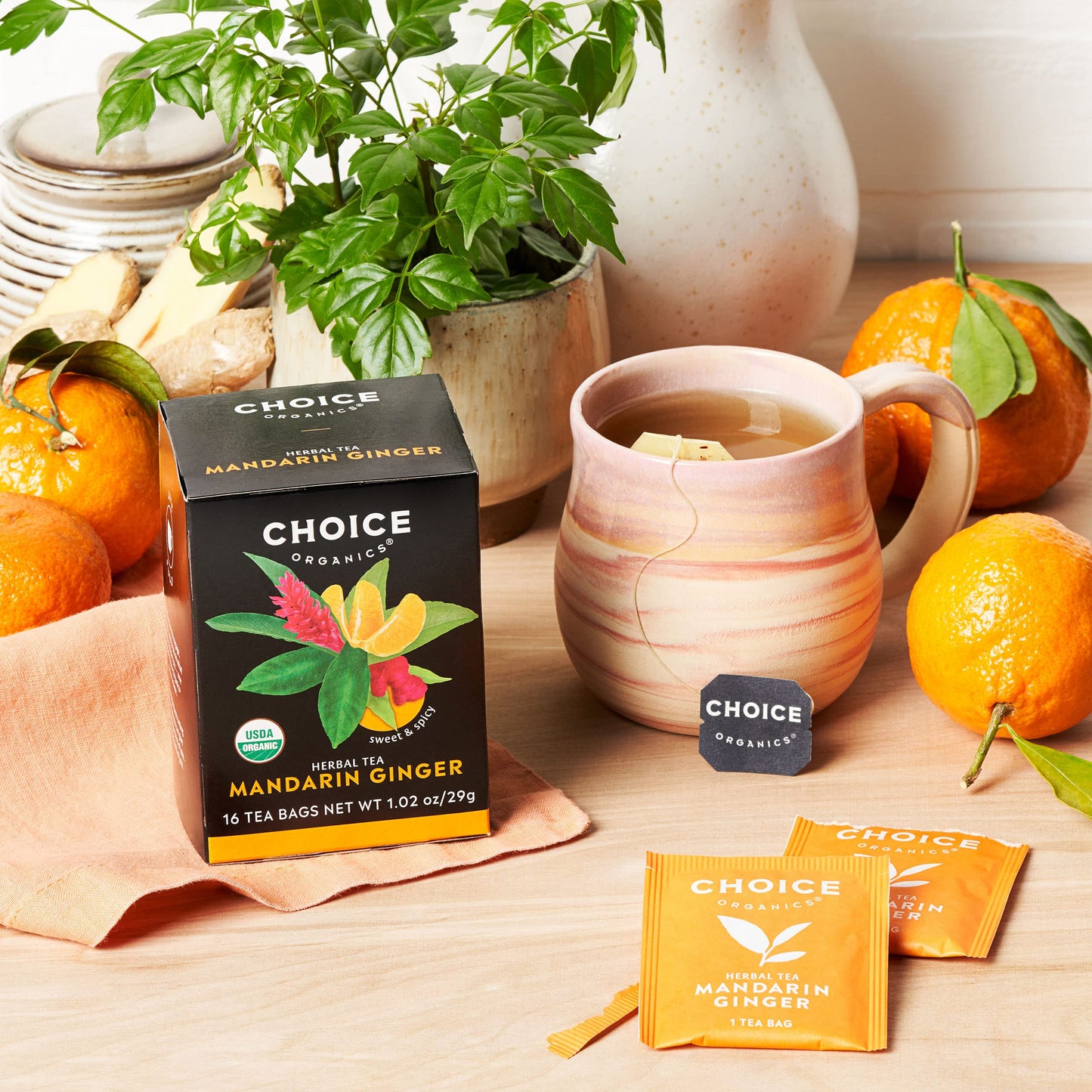 Choice Organic Teas Mandarin Ginger Tea - Organic Herbal Tea - 48 Tea Bags (Pack of 3)