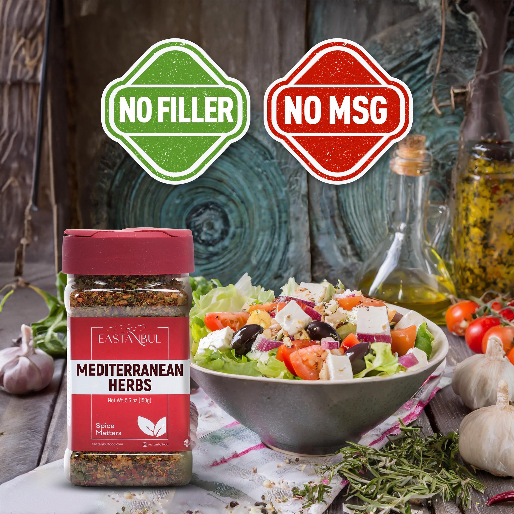 Eastanbul Mediterranean Seasoning, 5.29oz, Mediterranean Spice Blend, Herb & Salt Blend, Spiced Sea Salt and Herb Seasoning For Food, No Filler, No