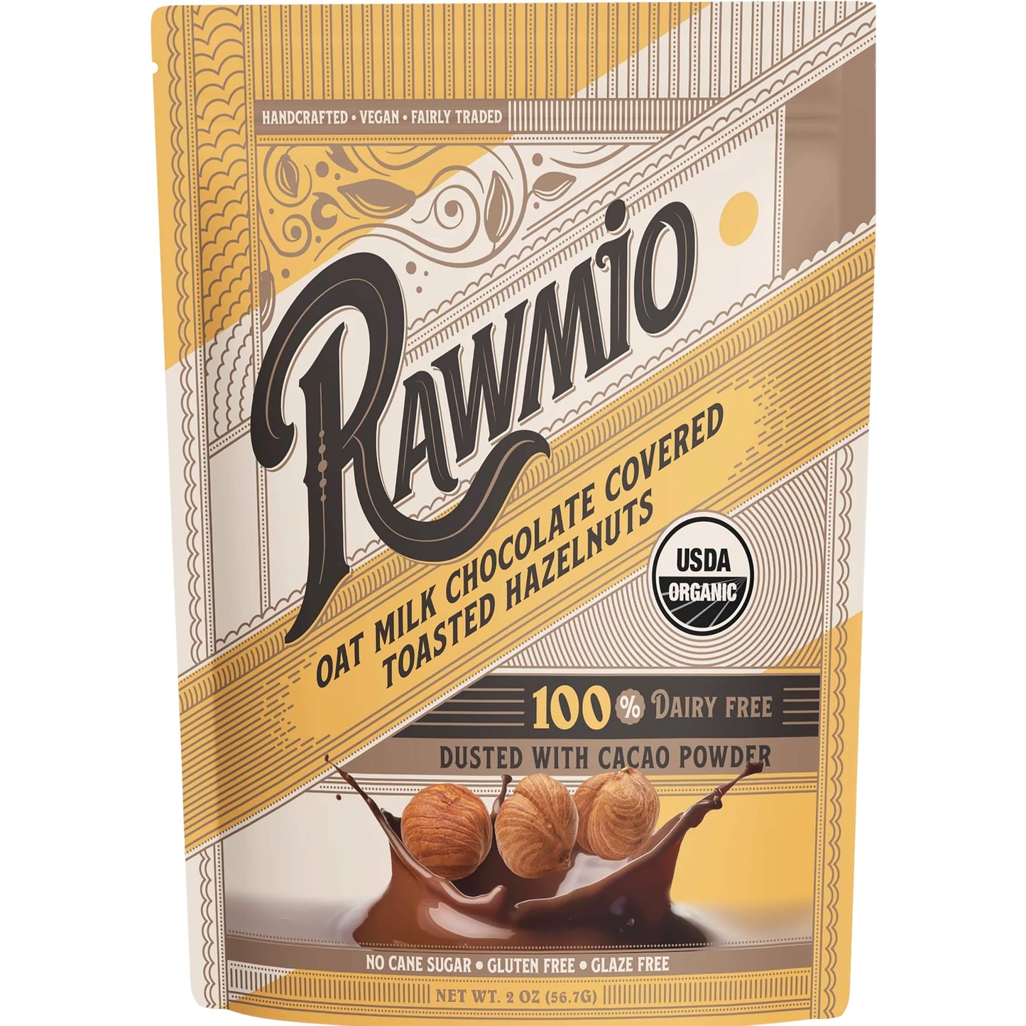 Rawmio Oat Milk Chocolate Covered Toasted Hazelnuts - Organic, Raw, Vegan, Gluten-Free - 2 Packs, 2 oz.