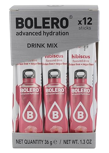 Bolero- Sugar Free Drink Mix Packets Hibiscus Fruit Flavors | Powdered Flavored Water Packets | 36 Singles Sticks On The Go Packets