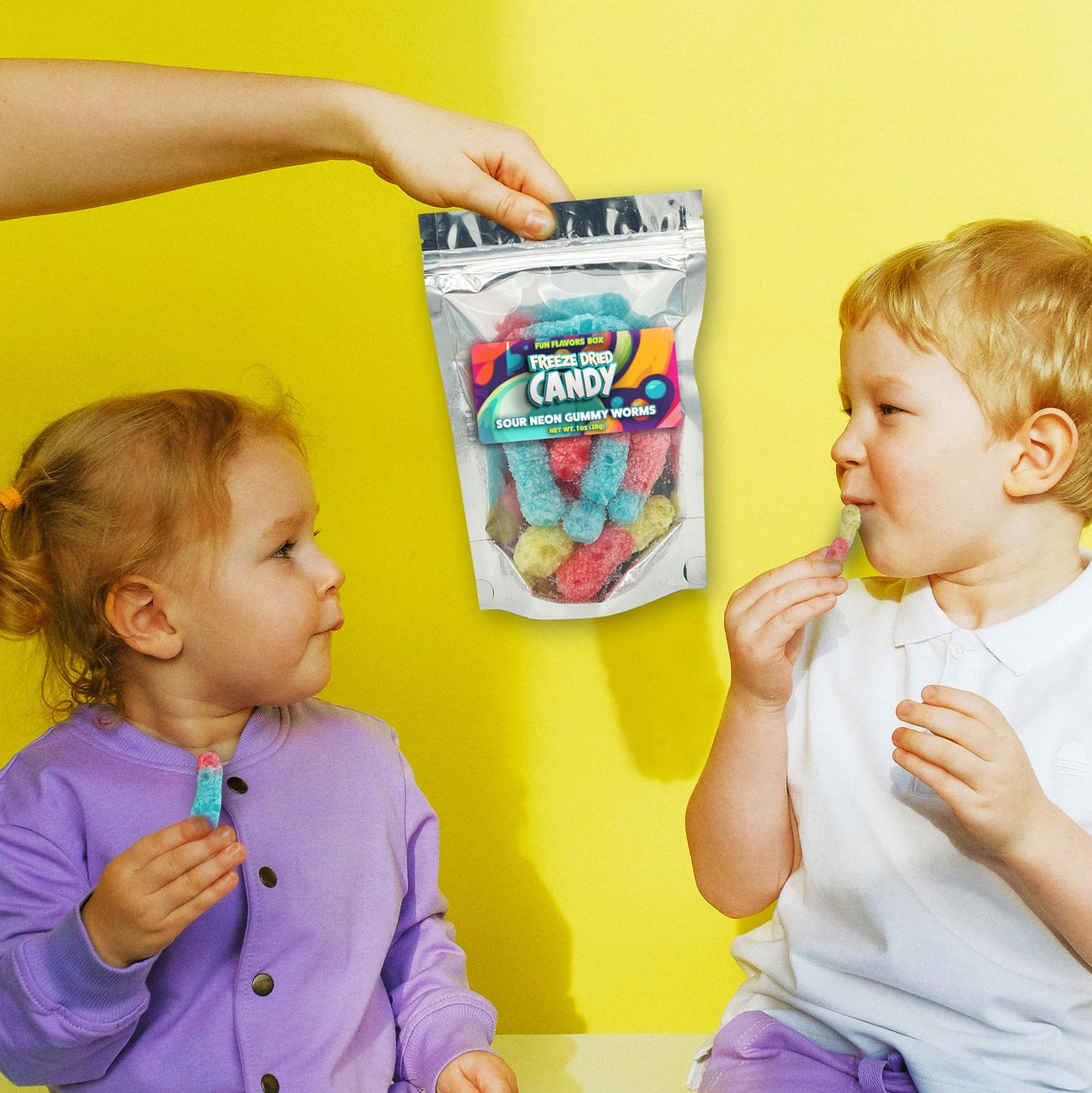 Freeze Dried Candy Sour Gummy Worms Variety Pack - Crunchy Candy Snack - Space Theme Party Favor Gift Idea,1oz