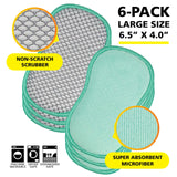 Soft-Scrub by Tuff-Scrub Scrub-N-Wipe Pad, Large, 6-Pack, Microfiber, Multi-Surface, Non-Scratch, Dual-Sided, Scrubber for Dishes, Sinks, Non-Stick