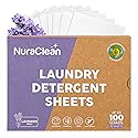 NuraClean Laundry Detergent Sheets, Lavender Fresh - 50 Sheets (Up to 100 Loads), Powerful Clean, HE Compatible, Hypoallergenic, Plastic-Free
