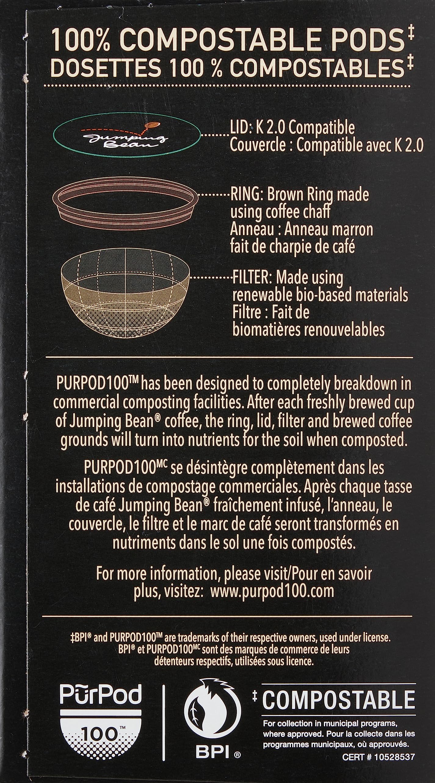 Jumping Bean Newfoundland Screech, Rum Flavoured 100% Compostable Coffee Pods 20ct Individually Wrapped, Imported from Canada