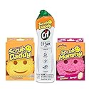 Scrub Daddy Sponges + Scrub Mommy + Cif All Purpose Cleaner, Original - Non Scratch Sponges for Kitchen + Bathroom - Scrubber and Multipurpose Cleaner