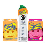 Scrub Daddy Sponges + Scrub Mommy + Cif All Purpose Cleaner, Original - Non Scratch Sponges for Kitchen + Bathroom - Scrubber and Multipurpose Cleaner