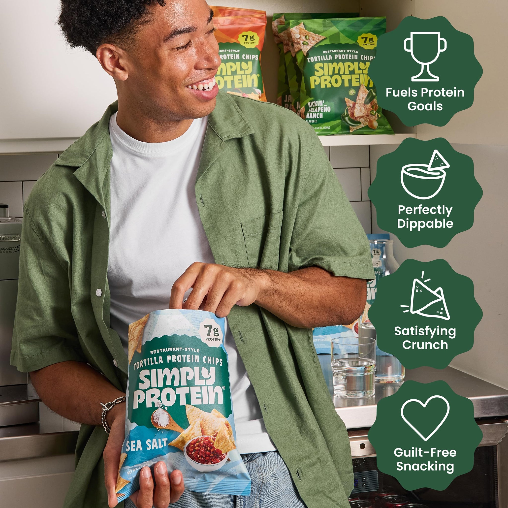 Simply Protein - Tortilla Chips, Restaurant Style Protein Chips, Sea Salt (3-Pack) - 7g Protein, 140 Calories, Gluten Free, Vegan - Plant Based