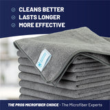 MW Pro Microfiber Cleaning Cloth | Gray | 12 Pack | 16” x 16” | All Purpose Microfiber Towels - Clean, Dust, Polish, Scrub, Absorbent
