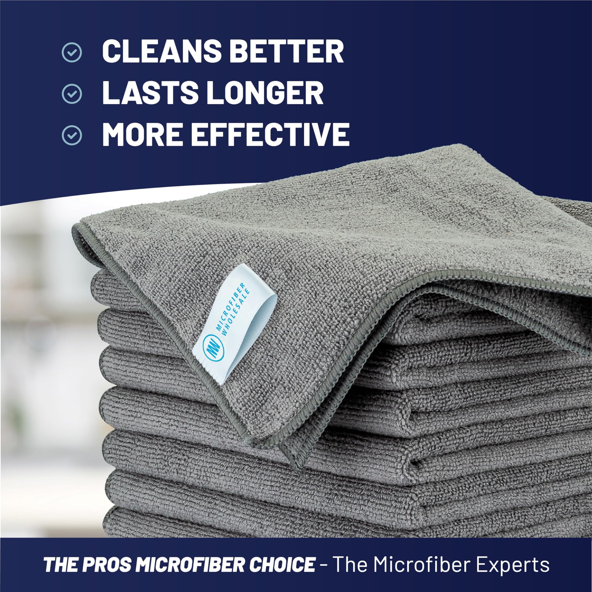 MW Pro Microfiber Cleaning Cloth | Gray | 12 Pack | 16” x 16” | All Purpose Microfiber Towels - Clean, Dust, Polish, Scrub, Absorbent