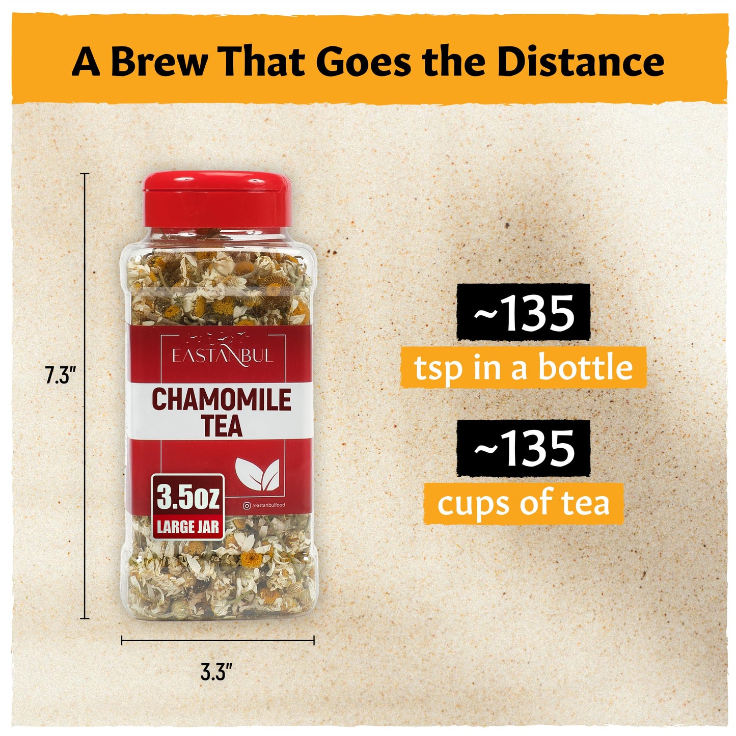 Eastanbul Chamomile Flowers Loose Dried, 3.5oz, Dried Chamomile Tea Loose Leaf, Flor de Manzanilla, Caffeine-Free Camomile Tea, Camomille Herb, Full